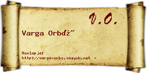 Varga Orbó névjegykártya